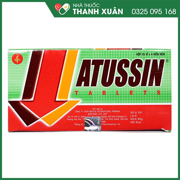 Atussin Tablets trị chứng ho trong bệnh lý hô hấp
